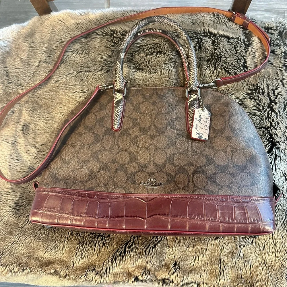 Coach Designer Authentic Exotic Brown and Oxford Sierra Satchel Bag